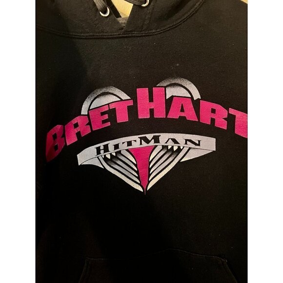 Women's Bret Hart Hit Man WWE Black Hoodie Size S [EXCELLENT] - Picture 2 of 3
